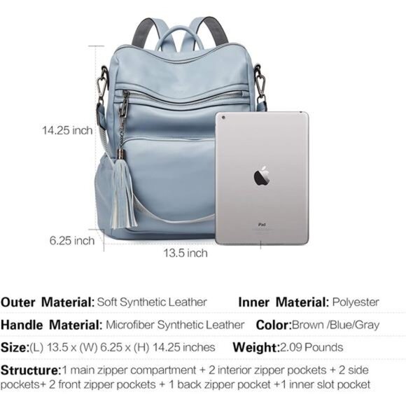 Vegan Leather Shoulder Bags with Tassel Blue - Picture 4 of 6